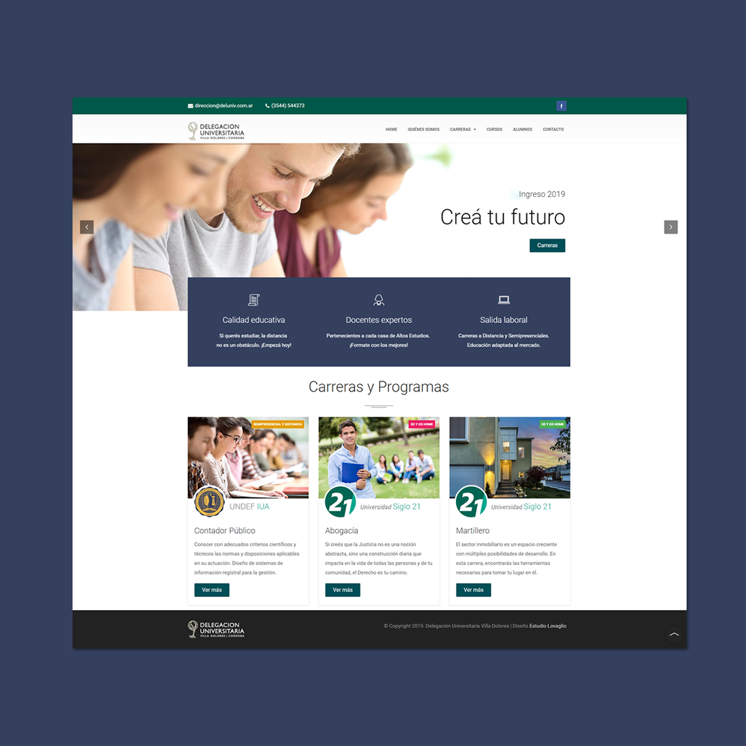 Delegación universitaria Villla Dolores. Página web.